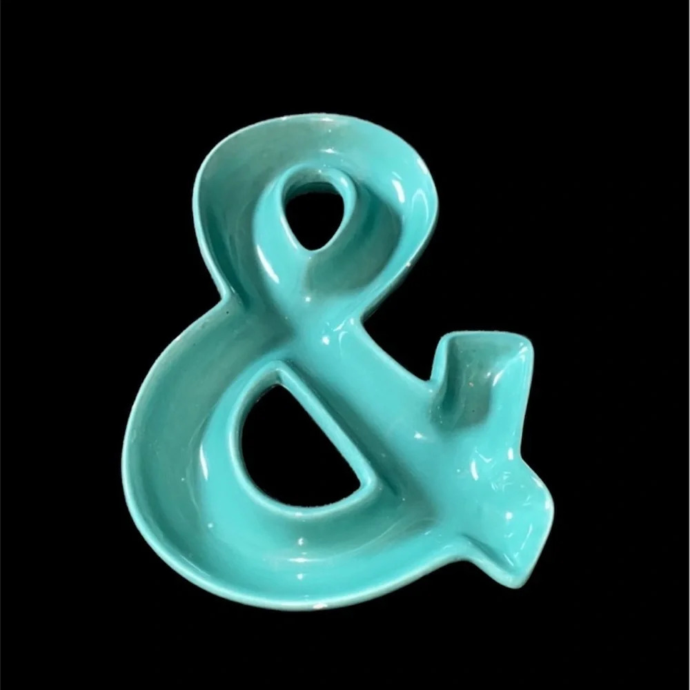 & Teal ceramic display dish decor New